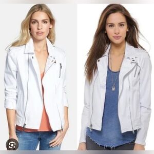 White Moto Jacket with Zipper Details